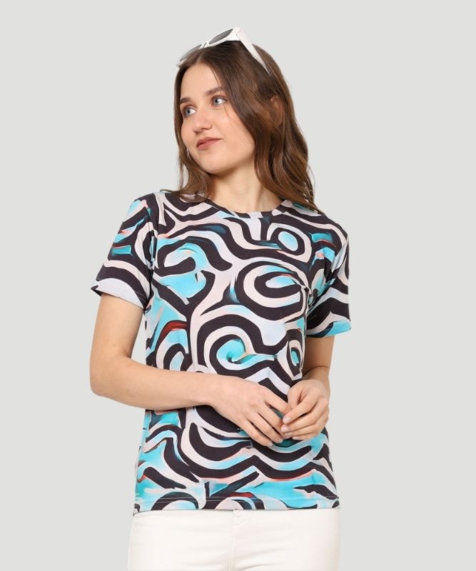 Women's Multicolor Graphic Print Half Sleeves Regular Fit T-Shirt